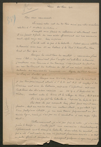 Témoignage de Vial, L. et correspondance avec Jacques Péricard
