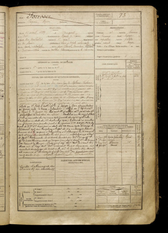 Fousset, Eugène Henri, né le 15 avril 1889 à Angers (Maine-et-Loire), classe 1909, matricule n° 73, Bureau de recrutement d'Amiens