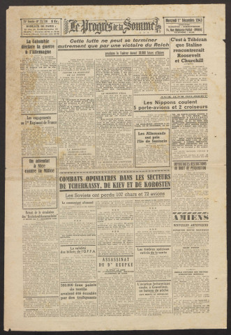 Le Progrès de la Somme, numéro 23138, 1er décembre 1943