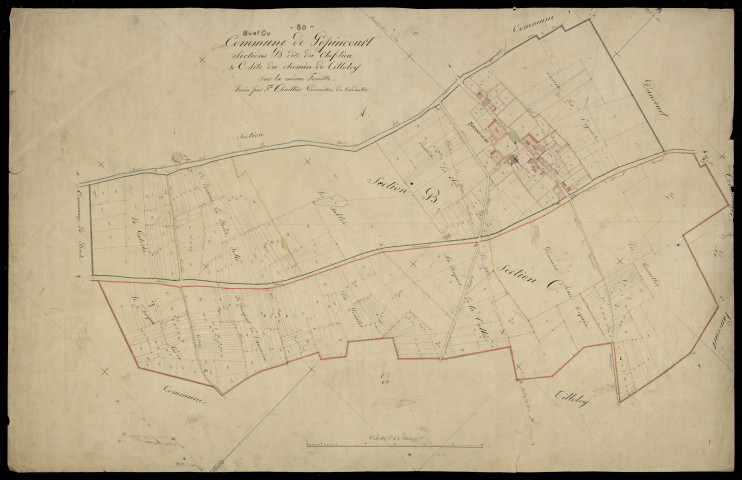 Plan du cadastre napoléonien - Dancourt-Popincourt (Popincourt) : Chef-lieu (Le) ; Chemin de Tilloloy (Le), B et C
