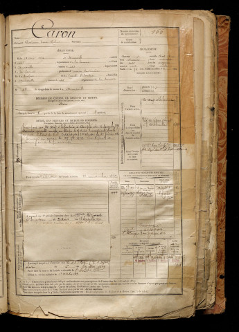 Caron, Gustave Isaïe Hubert, né le 18 août 1872 à Bernaville (Somme), classe 1892, matricule n° 166, Bureau de recrutement d'Abbeville