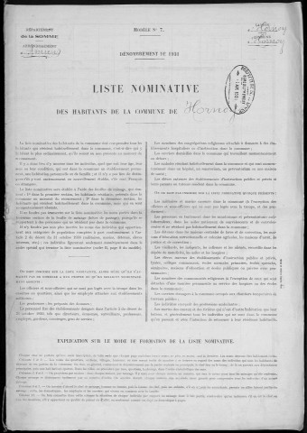 Recensement de la population : Hornoy-le-Bourg