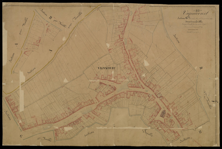 Plan du cadastre napoléonien - Vignacourt : Rue de Doux (La) ; Ville (La), G2
