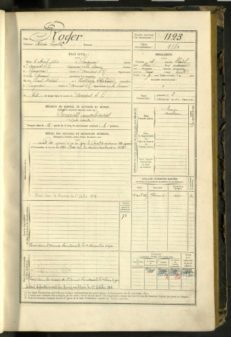 Roger, Adrien Léopold, né le 06 avril 1860 à Longueau (Somme, France), classe 1880, matricule n° 1123, Bureau de recrutement d'Amiens