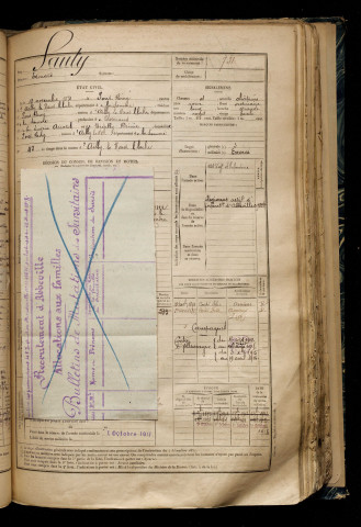 Sauty, Edouard, né le 18 novembre 1871 à Pont-Remy (Somme), classe 1891, matricule n° 731, Bureau de recrutement d'Abbeville
