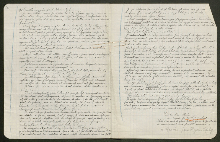 Témoignage de Dartevelle, René (Sergent) et correspondance avec Jacques Péricard