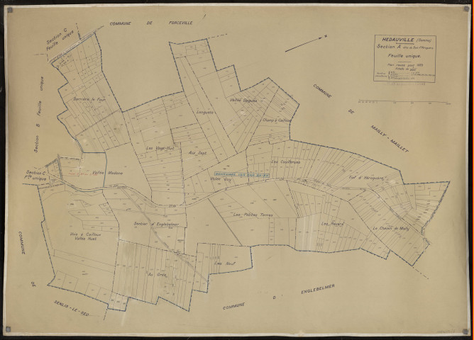 Plan du cadastre rénové - Hédauville : section A
