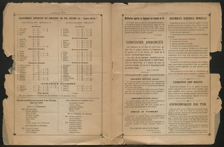 Amiens-tir, organe officiel de l'amicale des anciens sous-officiers, caporaux et soldats d'Amiens, numéro 1 (janvier 1905)