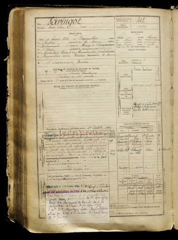 Varingot, Louis Julien, né le 09 février 1883 à Bayonvillers (Somme), classe 1903, matricule n° 402, Bureau de recrutement de Péronne