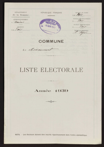 Liste électorale : Méréaucourt