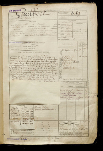 Guilbert, Maurice Robert Jules, né le 07 juin 1890 à Caours (Somme), classe 1910, matricule n° 489, Bureau de recrutement d'Abbeville