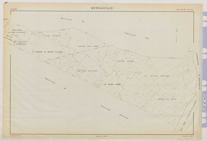 Plan du cadastre rénové - Bernaville : section D2