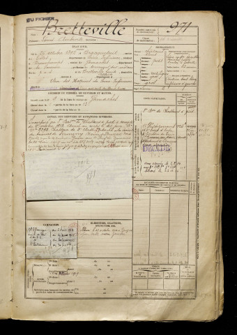 Bretteville, Louis Ambroise, né le 26 octobre 1892 à Bracquetuit (Seine-Maritime), classe 1912, matricule n° 971, Bureau de recrutement d'Abbeville