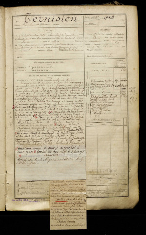 Ternisien, Léon Emile Félicien, né le 12 septembre 1887 à Conchil-le-Temple (Pas-de-Calais), classe 1907, matricule n° 613, Bureau de recrutement d'Abbeville