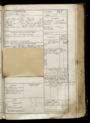 Gombart, Charles Albéri Sainte Ange, né le 26 novembre 1896 à Lanchy (Aisne), classe 1916, matricule n° 835, Bureau de recrutement de Péronne