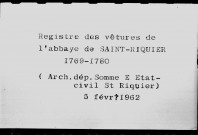 Registre des vêtures de l'Abbaye de Saint-Riquier