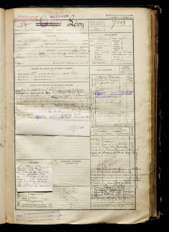 Lévy, Pierre François Martial Augustin, né le 26 décembre 1901 à Amiens (Somme), classe 1921, matricule n° 719, Bureau de recrutement d'Amiens