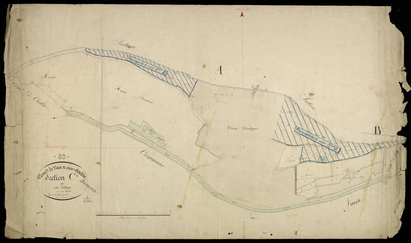 Plan du cadastre napoléonien - Vaux-sur-Somme (Vaux-sous-Corbie) : Village (Le), C