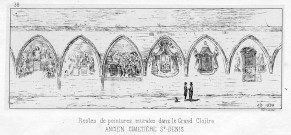 Restes de peintures murales dans le Grand Cloître. Ancien Cimetière St-Denis
