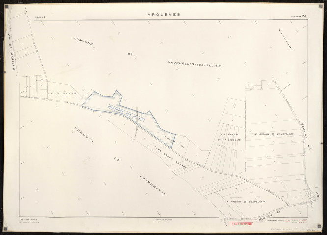 Plan du cadastre rénové - Arquèves : section ZA