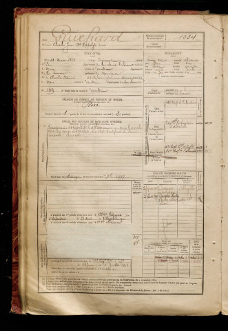 Guichard, Charles Jean Baptiste Hippolyte, né le 21 mars 1873 à Tréport (Le) (Seine-Maritime), classe 1893, matricule n° 1234, Bureau de recrutement d'Abbeville