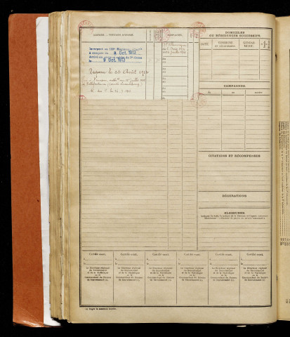 Cuvillier, François Anatole Julien, né le 04 février 1892 à Beaumont-Hamel (Somme), classe 1912, matricule n° 583, Bureau de recrutement de Péronne