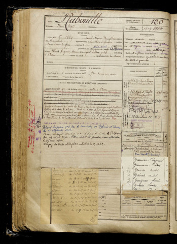 Rabouille, René Alfred, né le 31 octobre 1890 à Saint-Léger-du-Bourg-Denis (Seine-Maritime), classe 1910, matricule n° 120, Bureau de recrutement d'Amiens