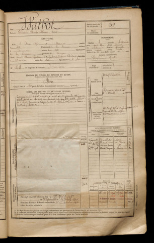 Watbot, Théodule Charles Henri, né le 08 mai 1870 à Nouvion (Somme), classe 1890, matricule n° 39, Bureau de recrutement d'Abbeville