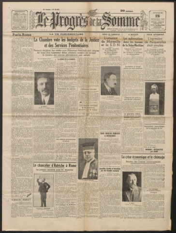 Le Progrès de la Somme, numéro 20160, 18 novembre 1934