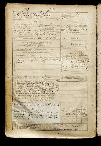 Bondelu, Jean Baptiste Xavier, né le 03 mai 1880 à Cramont (Somme), classe 1900, matricule n° 312, Bureau de recrutement d'Abbeville