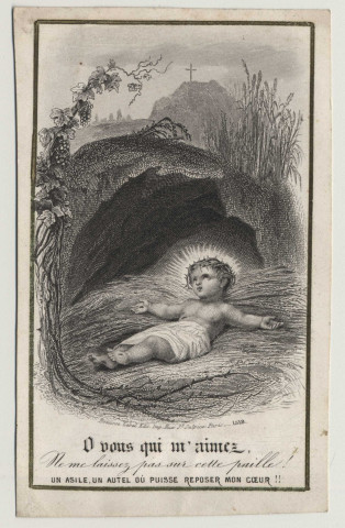 O vous qui m'aimez. L'Enfant Jésus couronné d'épines dans la mangeoire de la crèche