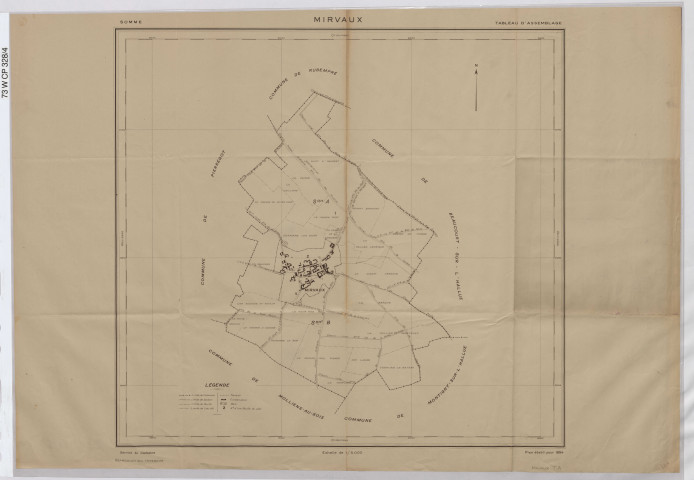 Plan du cadastre rénové - Mirvaux : tableau d'assemblage (TA)