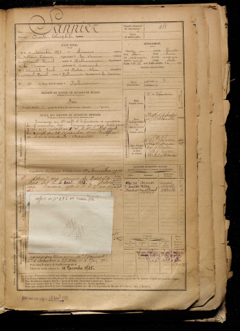 Sannier, Emile Théophile, né le 11 novembre 1876 à Airaines (Somme), classe 1896, matricule n° 481, Bureau de recrutement d'Abbeville