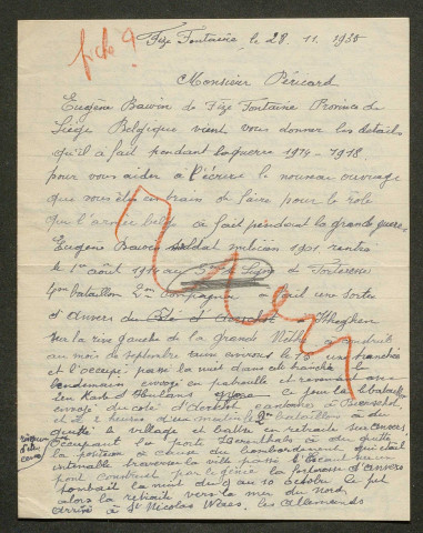 Témoignage de Bacquet, Jean et correspondance avec Jacques Péricard