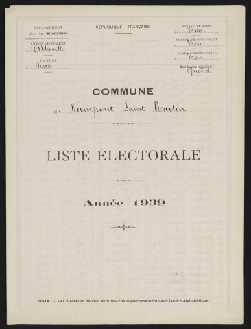 Liste électorale : Nampont (Nampont-Saint-Martin)