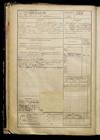 Bleuse, Jean Louis Camille, né le 07 décembre 1888 à Neufchâtel-en-Bray (Seine-Maritime), classe 1908, matricule n° 554, Bureau de recrutement d'Amiens