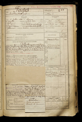 Fages, Louis Fortuné Félicité Joseph, né le 08 juillet 1888 à Bucquoy (Pas-de-Calais), classe 1908, matricule n° 277, Bureau de recrutement de Péronne