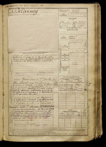 Delannoy, Edouard Daniel Ildevert, né le 09 juillet 1883 à Corbie (Somme), classe 1903, matricule n° 281, Bureau de recrutement d'Amiens