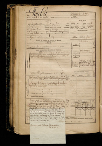 Foubet, Anatole Victor Martial, né le 18 juillet 1871 à Maison-Ponthieu (Somme), classe 1891, matricule n° 489, Bureau de recrutement d'Abbeville