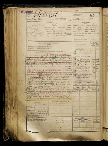 Prévost, Henri Albert, né le 25 avril 1889 à Ercheu (Somme), classe 1909, matricule n° 302, Bureau de recrutement de Péronne