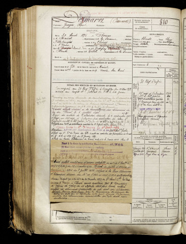 Demaret, Georges Alfred, né le 30 août 1896 à Bernes (Somme), classe 1916, matricule n° 810, Bureau de recrutement de Péronne