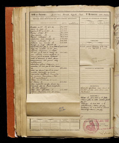 Dimpre, Camille Léopold Paul, né le 22 mars 1897 à Oisemont (Somme), classe 1917, matricule n° 352, Bureau de recrutement d'Amiens