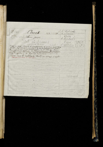 Cavet, Louis Joseph, né le 26 juillet 1876 à Ytres (Somme), classe 1896, matricule n° 1264, Bureau de recrutement de Péronne