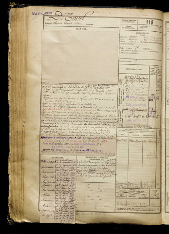 Morel, Alexandre Théophile Albert, né le 10 mars 1896 à Malpart (Somme), classe 1916, matricule n° 118, Bureau de recrutement de Péronne