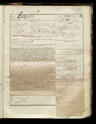 Parsy, Julien Olivier, né le 18 janvier 1899 à Anzin-Saint-Aubin (Pas-de-Calais), classe 1918, matricule n° 496, Bureau de recrutement d'Abbeville