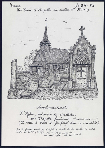 Montmarquet : l'église, entourée du cimetière - (Reproduction interdite sans autorisation - © Claude Piette)