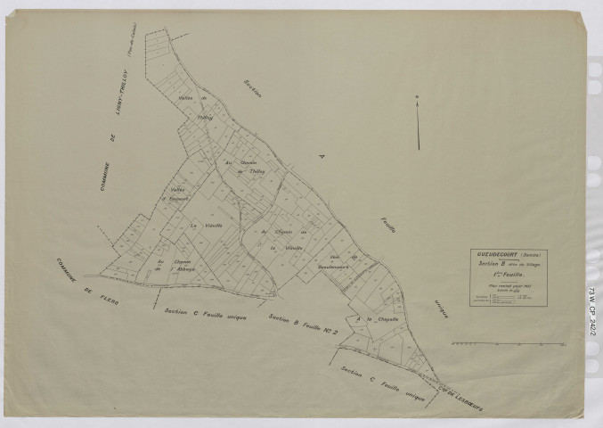 Plan du cadastre rénové - Gueudecourt : section B1