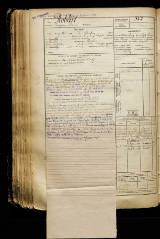 Robart, Eugène René, né le 12 juillet 1894 à Bouillon (Belgique), classe 1914, matricule n° 342, Bureau de recrutement d'Amiens