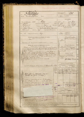 Philippe, Timoléon Henri, né le 04 janvier 1875 à Chilly (Somme), classe 1895, matricule n° 138, Bureau de recrutement de Péronne