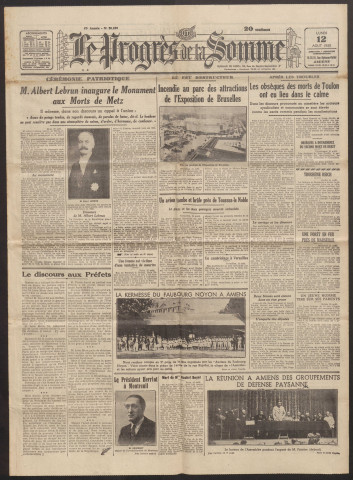 Le Progrès de la Somme, numéro 20426, 12 août 1935